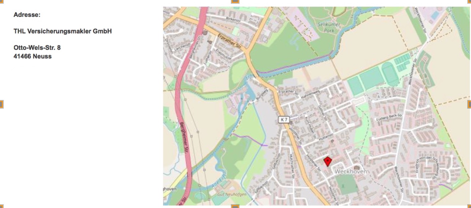 Wegeskarte THL Versicherungsmakler Neuss Weckhoven